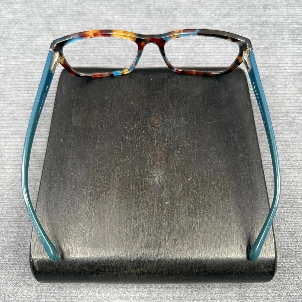 Prada NAG-1O1 Tortoise Teal Rectangular Eyeglasses Frames Italy BP30353232